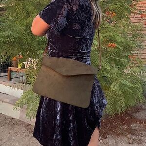 NWT Faux Suede Magnetic Clutch